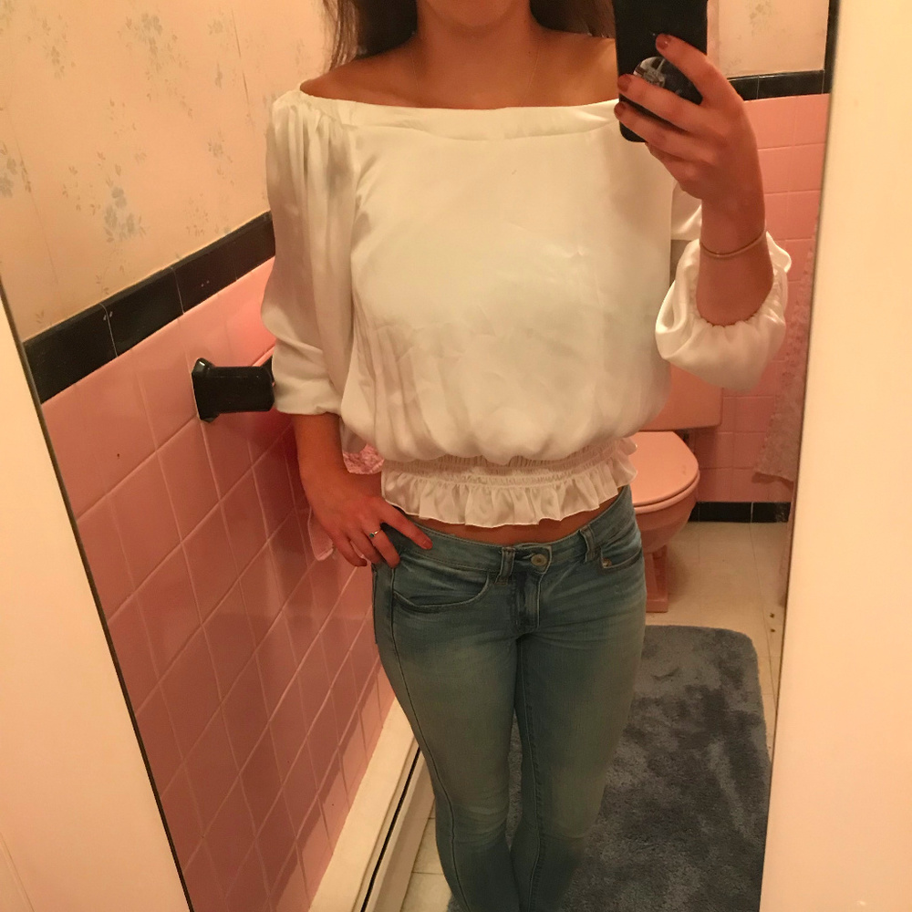 Silk White Ruffled Top